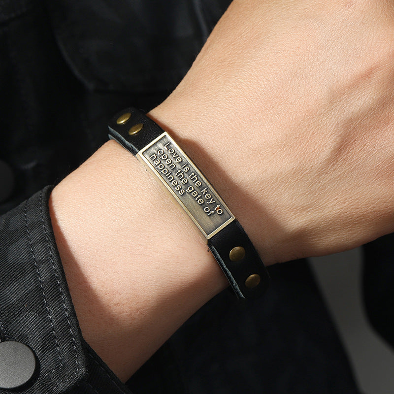 To Open Door Happiness Couple Cowhide Simple Bracelets