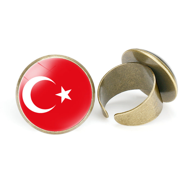 Asian Flags Vintage Open Bahrain Turkey Rings