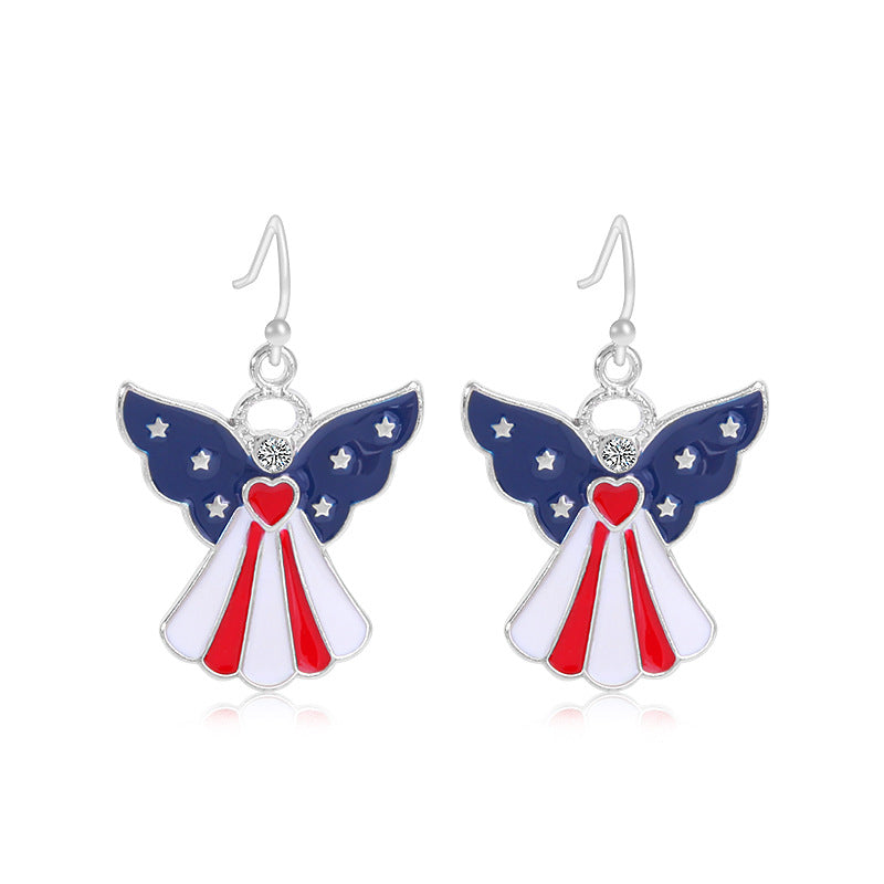 Alloy Dripping Oil Stars Stripes National Rings