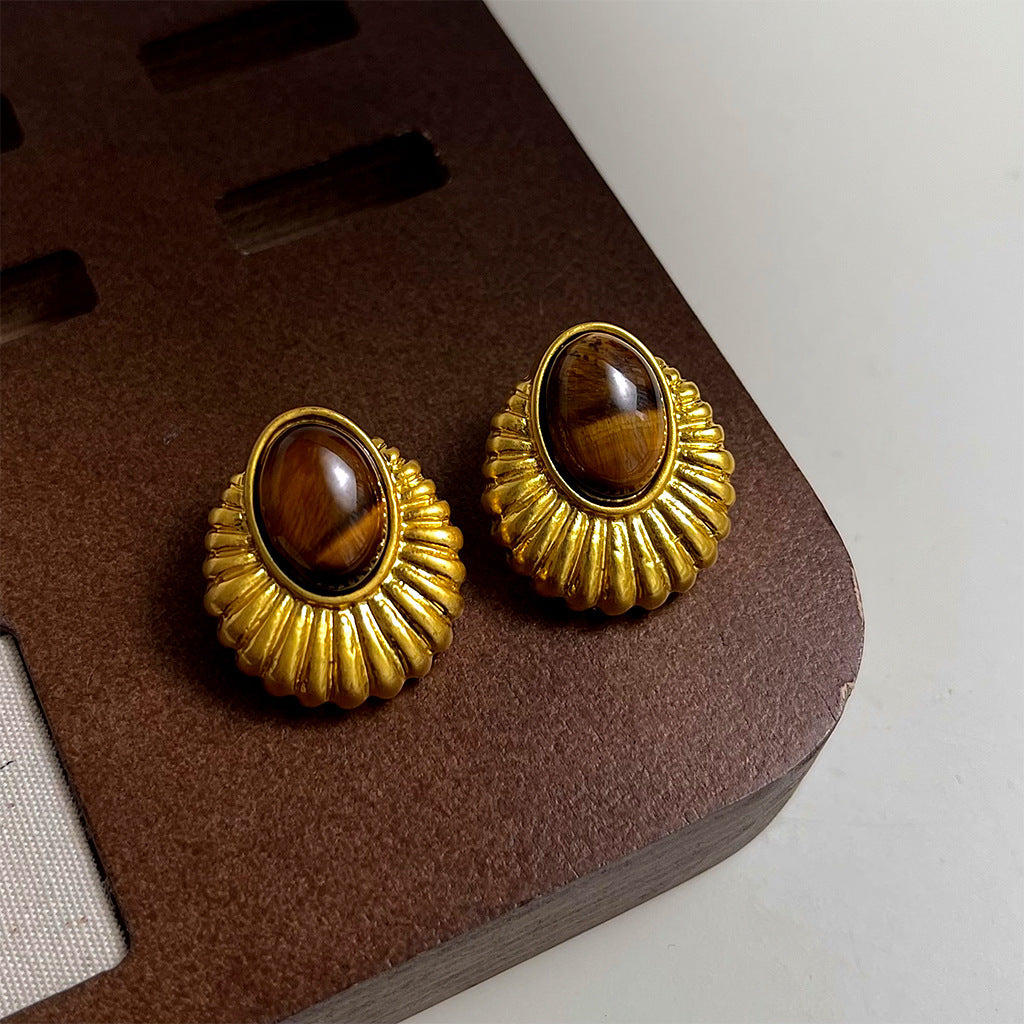 Women's Tigereye Niche Handmade French Entry Lux Earrings
