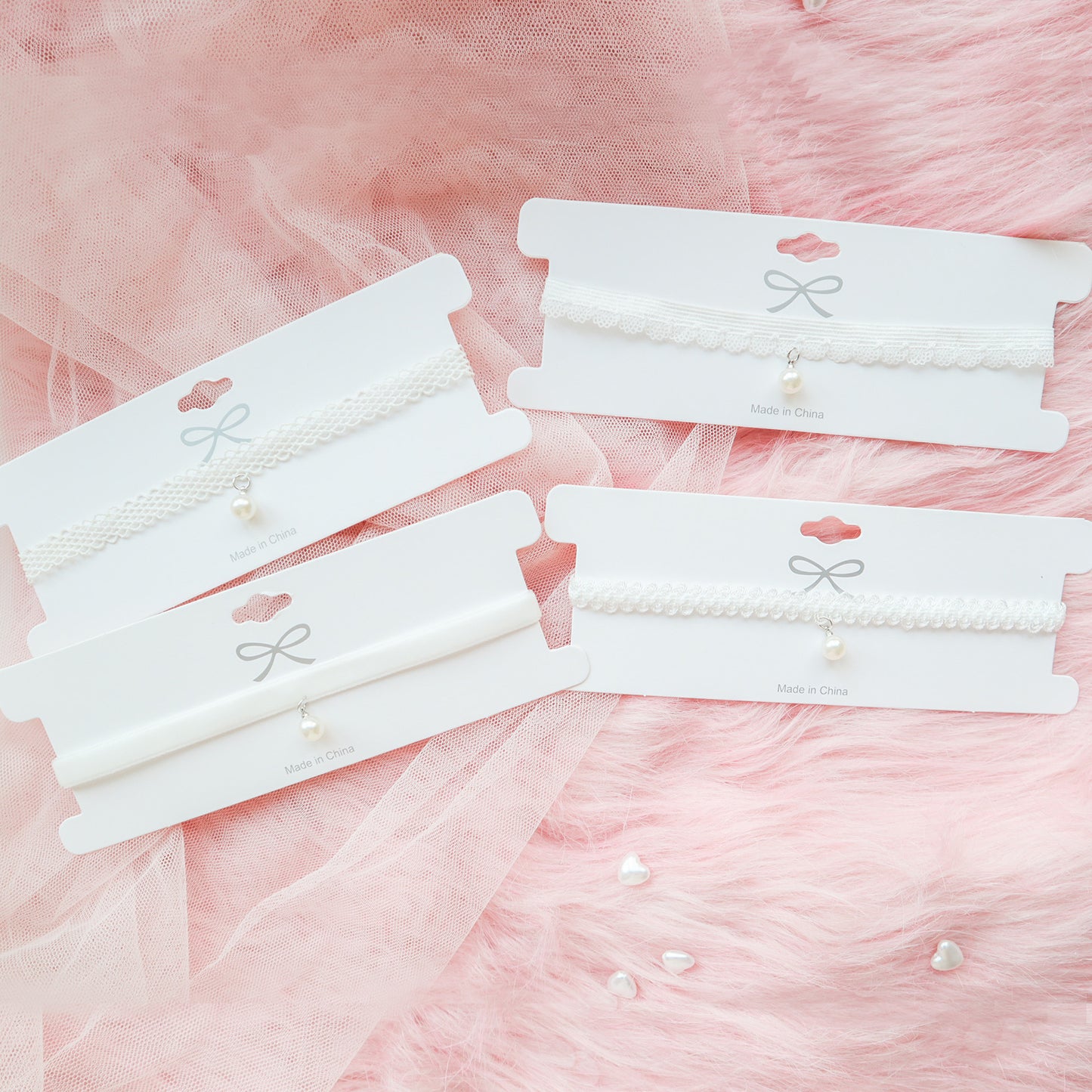 Female Accessories Heart White Veet Neckband Collar Pendants
