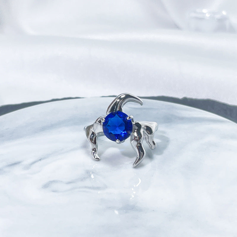 Female Niche Irregular Blue Series Simple Refined Stylish Versatile Rings