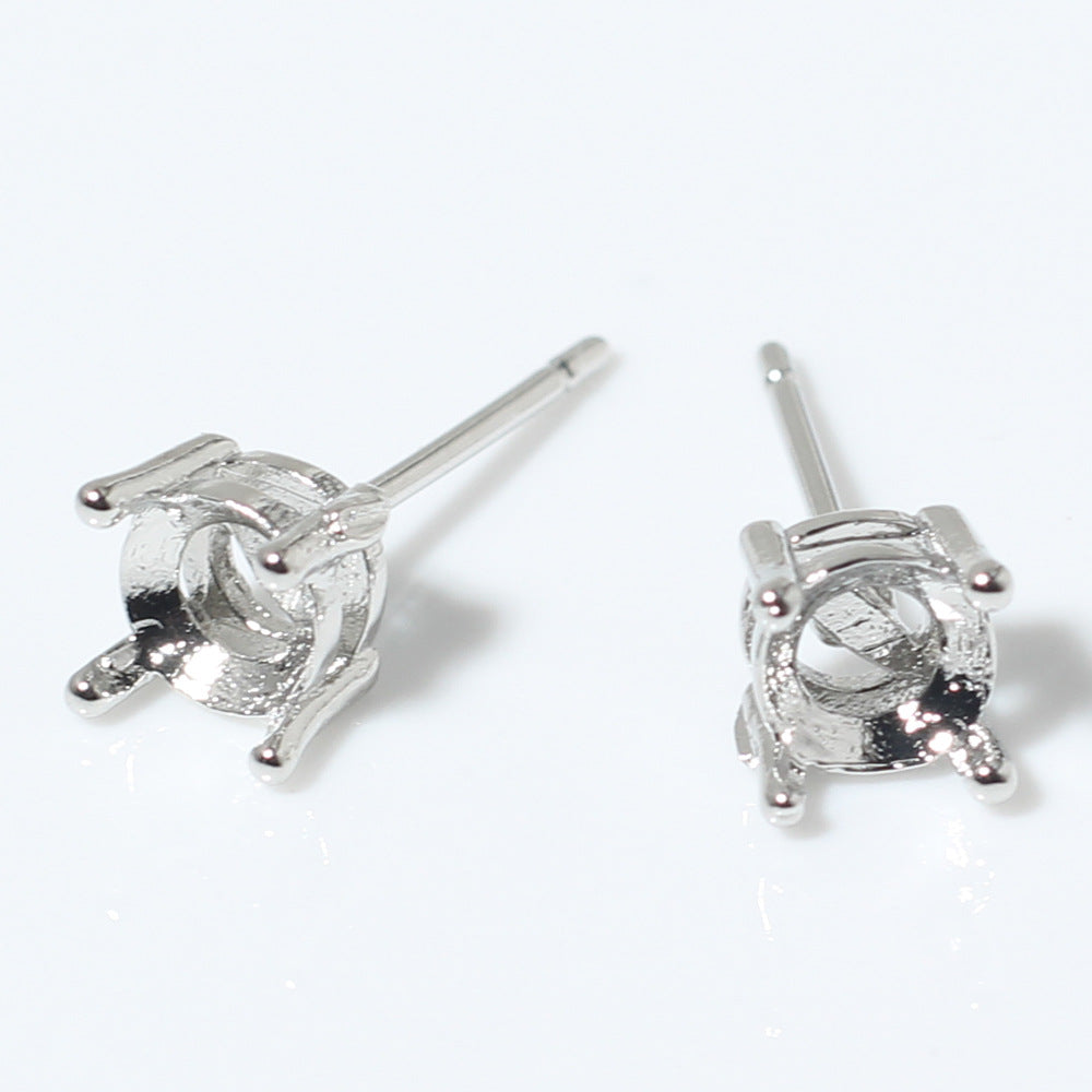 Holder Unset Accessories Buckle Copper Electroplating White Gold Color Earrings