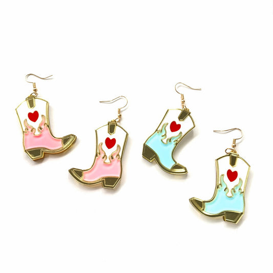 Love Letter With Heart Envelope Cupid Boots Earrings