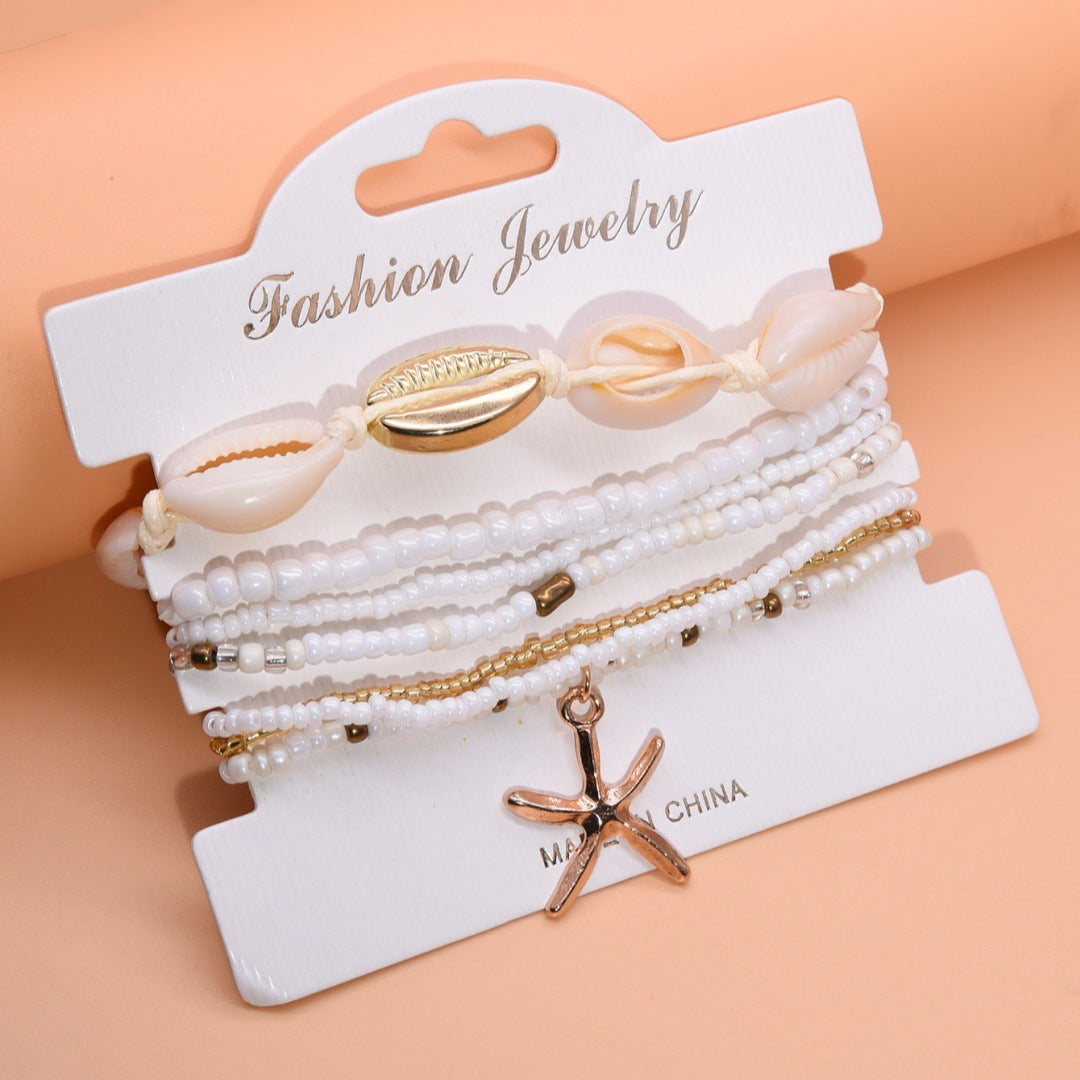 Women's Dopamine Starfish Bead Shell Carrying Strap Bracelets