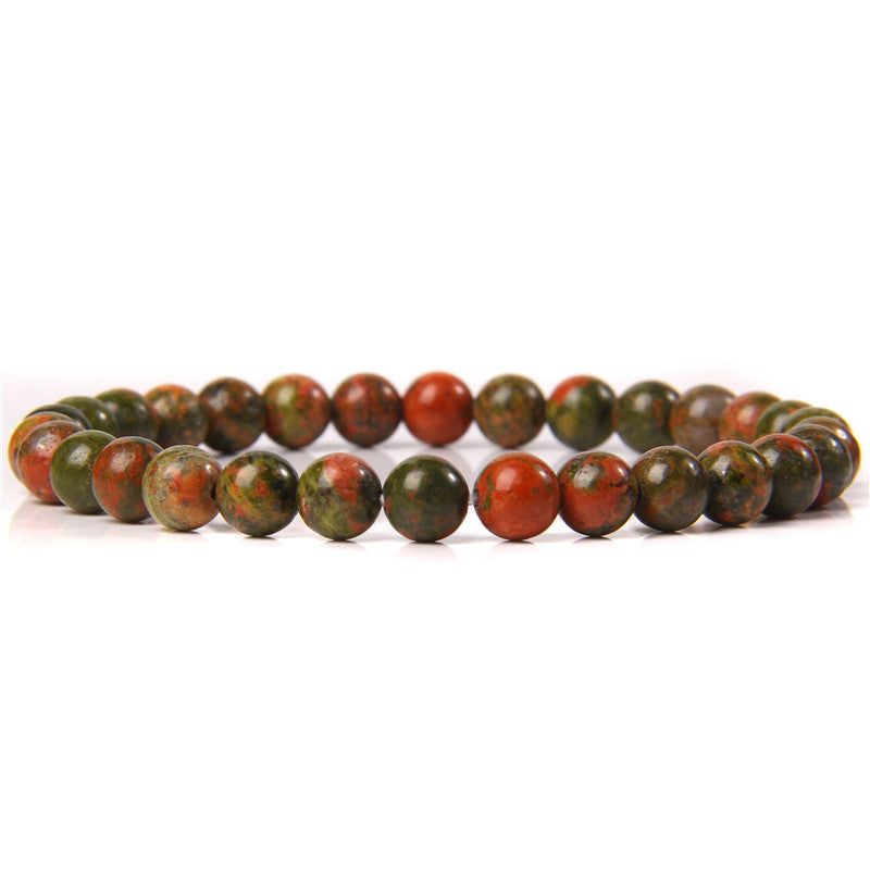 Women's & Men's Single Circle Beaded Natural Agate Stone Bracelets