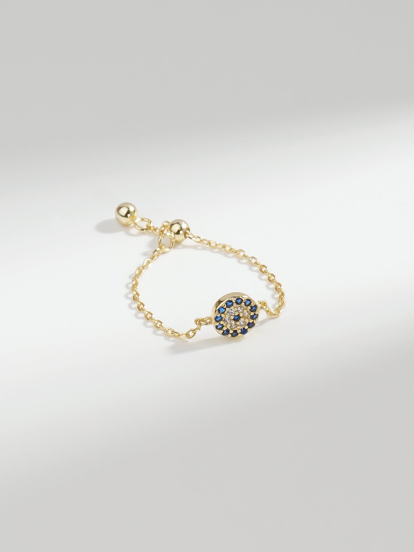 Gold-plated Round Diamond Blue Eye Fashion Rings