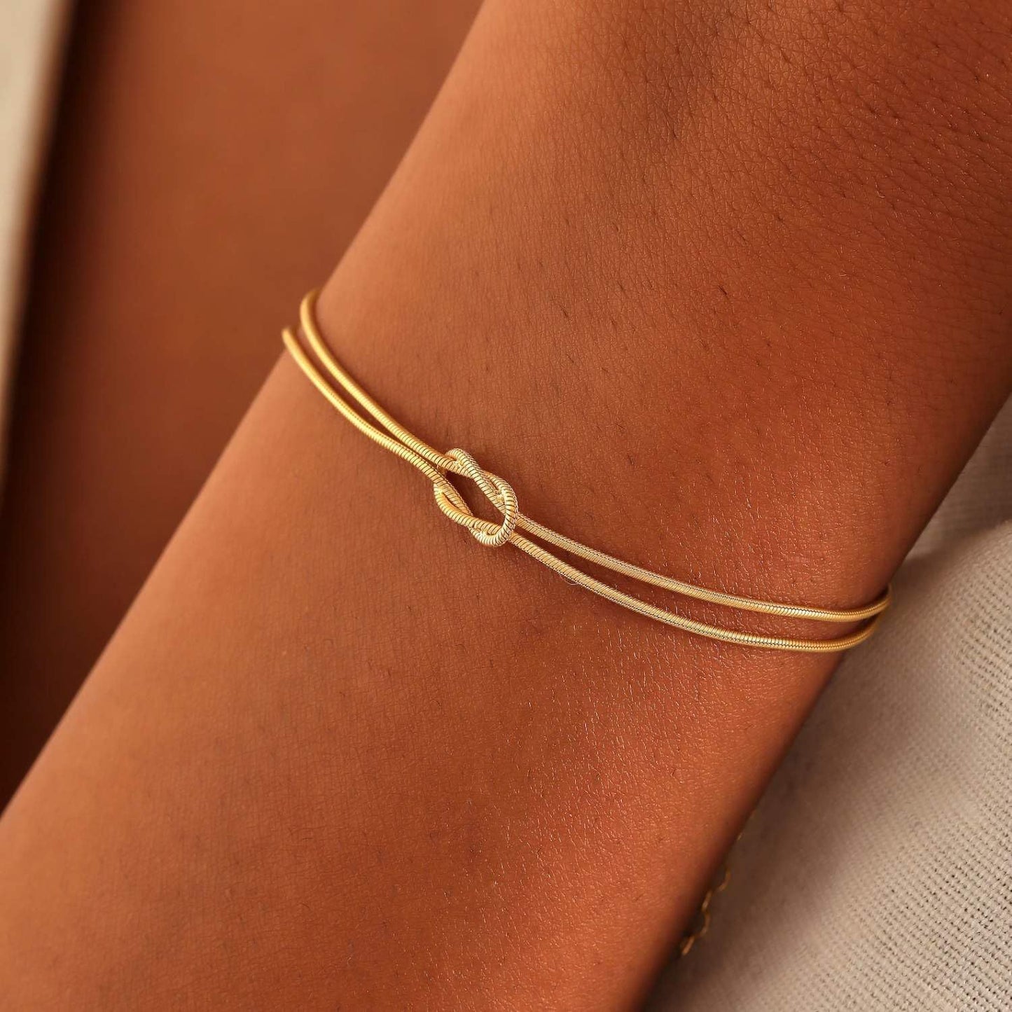 Knotted Snake Bone Golden Love Knot Bracelets