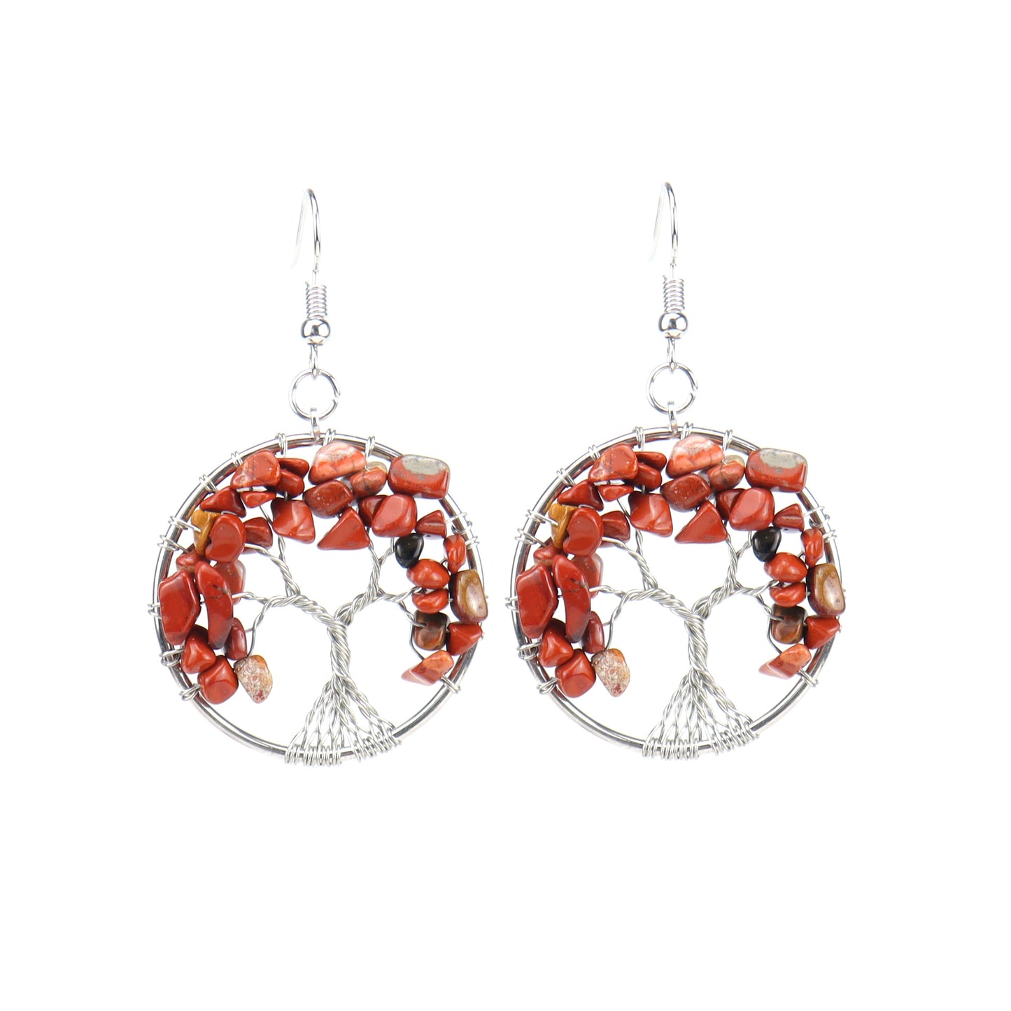 Natural Crystal Gravel Colorful Tree Root Lucky Earrings