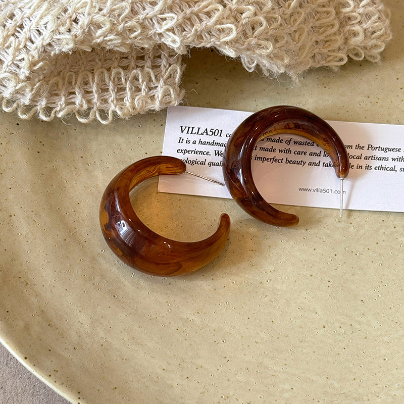 Women's White French Type Resin For Exaggerated Personalized Unique Hoop Rings