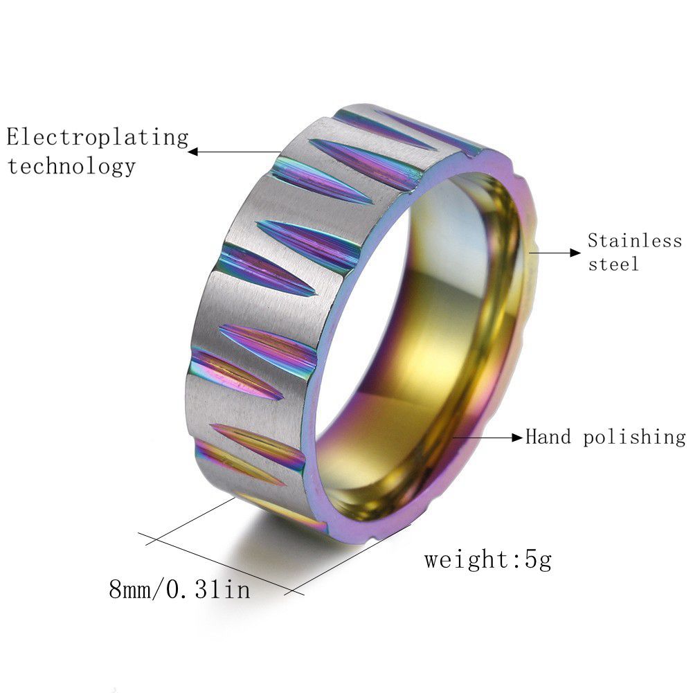 Stainless Steel Titanium Colorful Brushed Matte Rings
