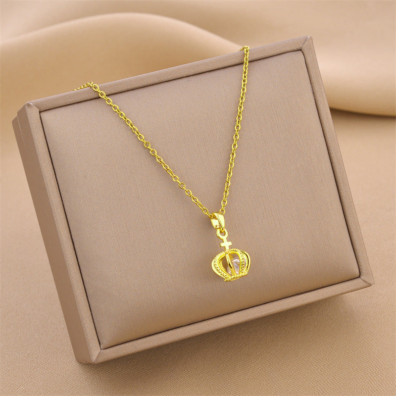Crown Titanium Steel Female Clavicle Chain Necklaces