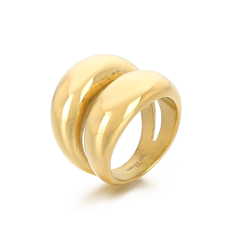 Trendy Exaggerated Gold Arch Top Mirror Polished Rings