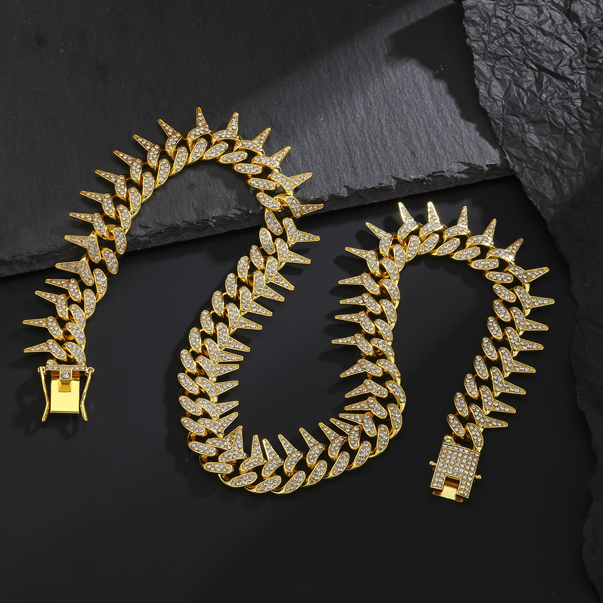 Thorns Barbed Comb Shape Cuban Rap Necklaces
