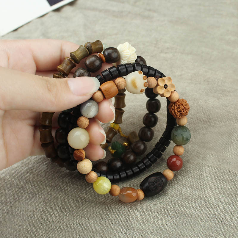 Women's & Men's Multi Jewels Ebony Cat Catch Bodhi Bracelets
