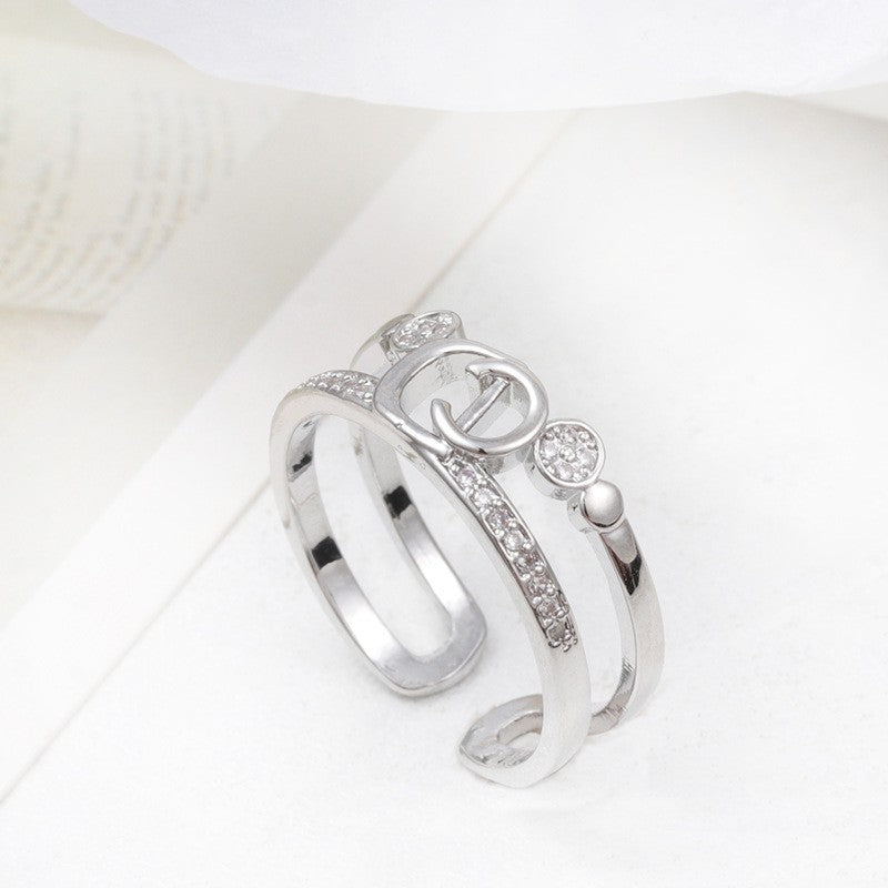 Micro Inlaid Zircon Pearl White Female Rings