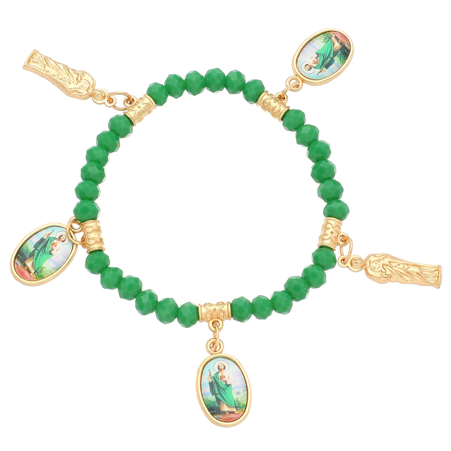 Portrait Maria Ornament Vintage Green Beaded Bracelets