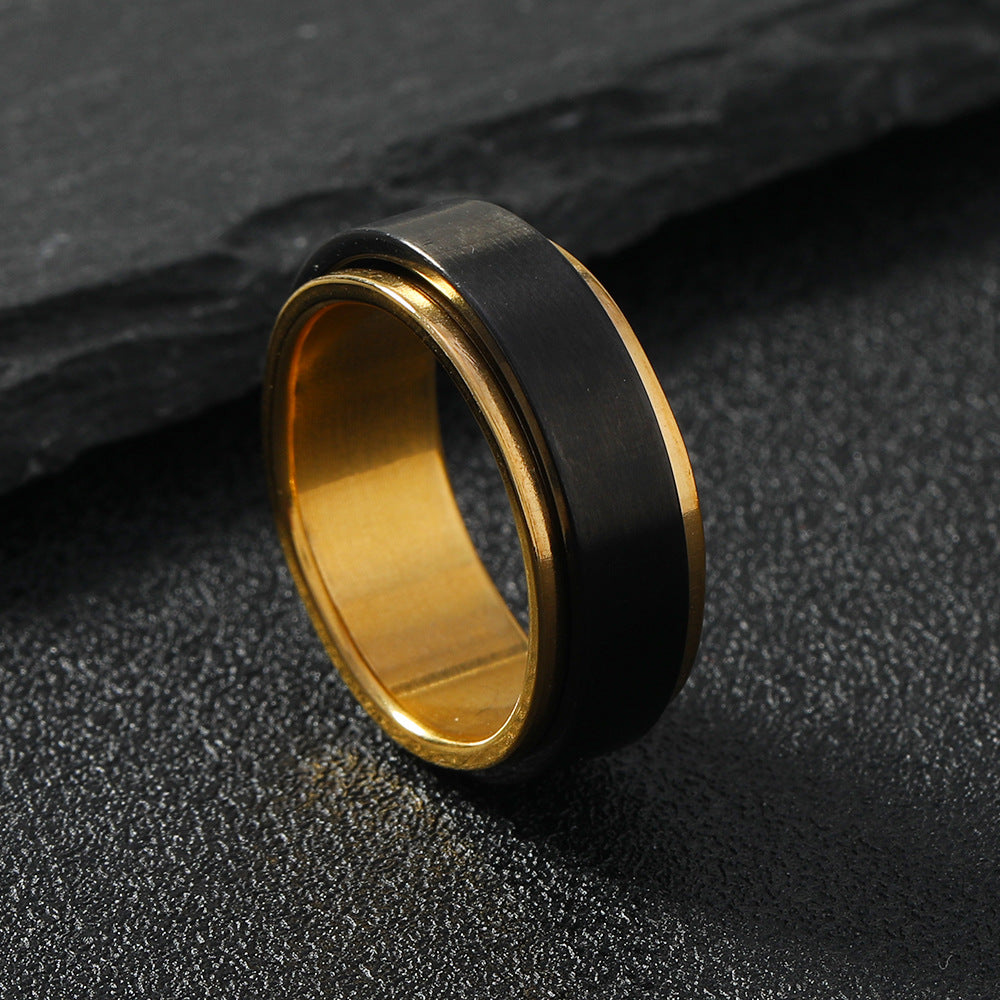 Men's Stylish Matte Stainless Steel Rotatable Decompression Rings
