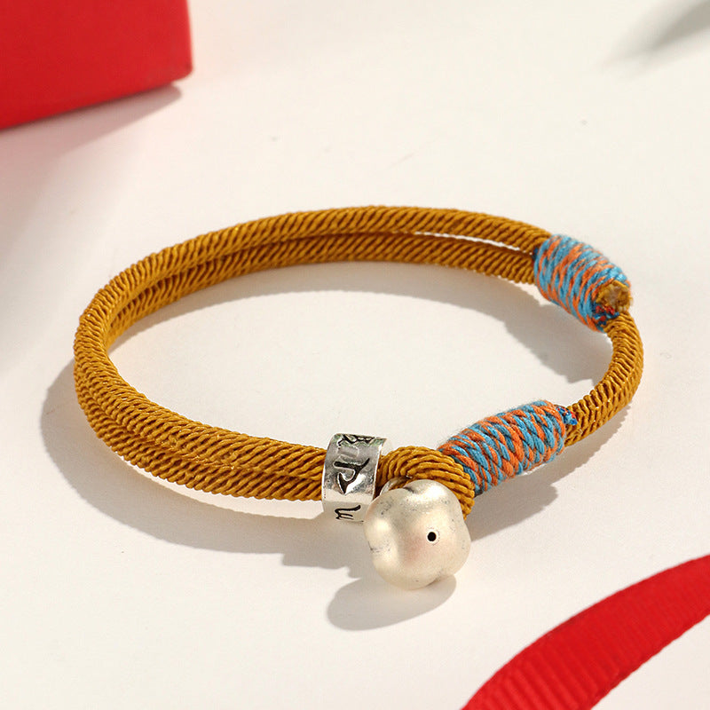 Persimmon Red Hand-woven Couple Artistic Ethnic Bracelets