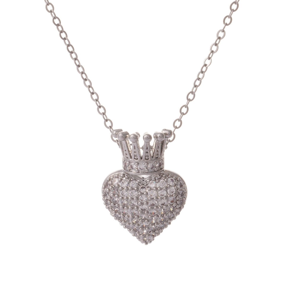 Love Crown Female Copper Plated Gold Micro Necklaces