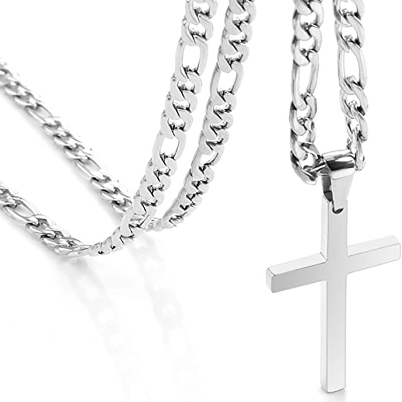 Men's Ornament Stainless Steel Cuban Link Chain Cross Necklaces