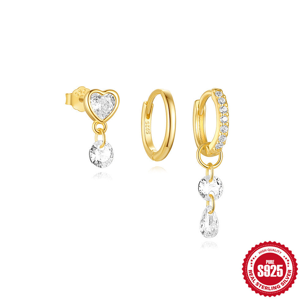 Women's Eye Water Drop Diamond Aperture Detachable Earrings