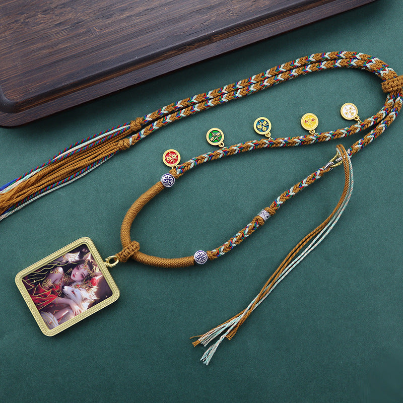 Hand Painted Golden Outline Eight Patron Necklaces