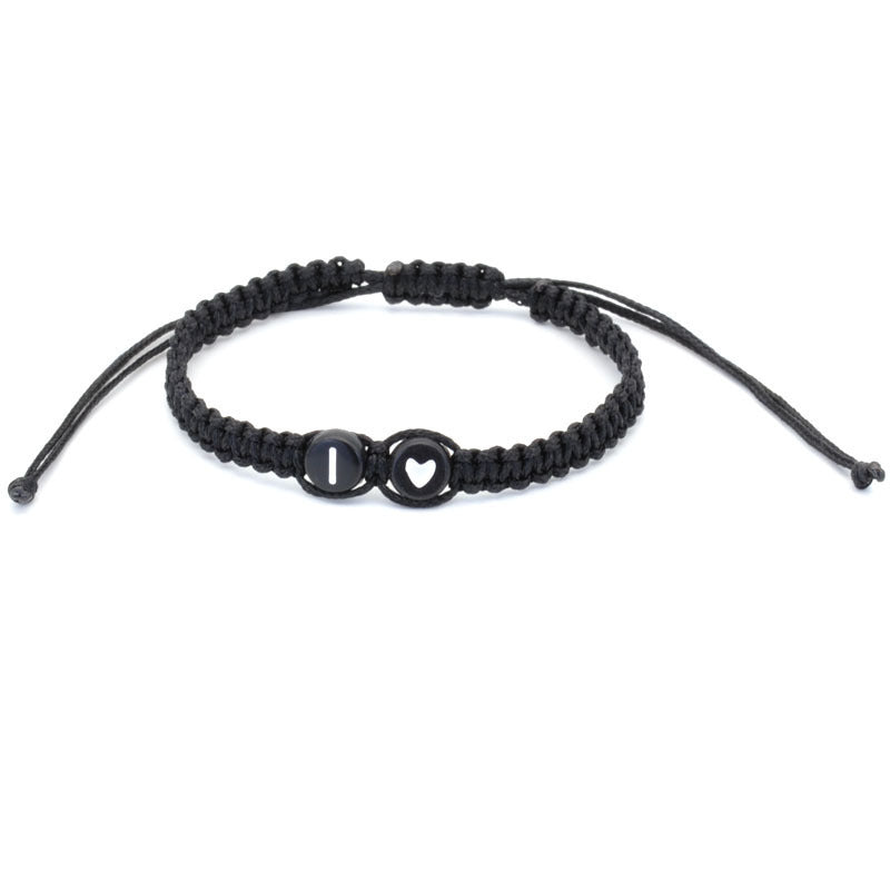 English Letters Love Heart Woven Friendship Bracelets