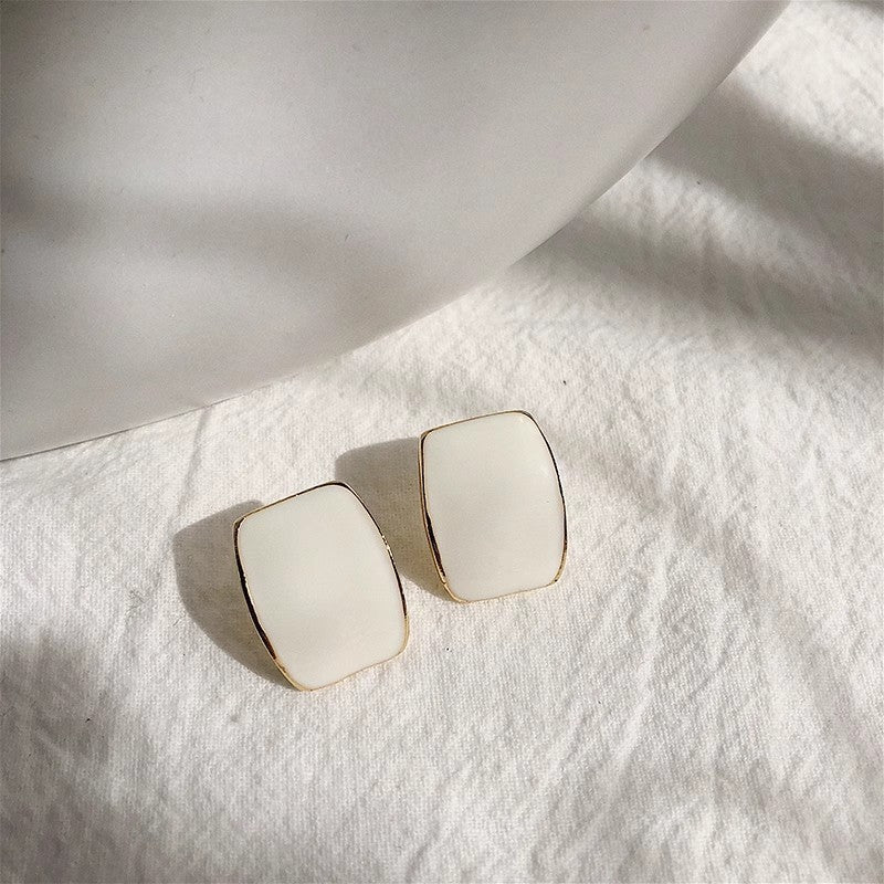 Needle Minimalist Style Convex Square Color Sweet Earrings