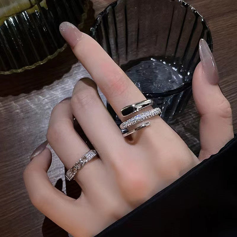 Light Luxury Minority Design Two-piece Open Female Rings
