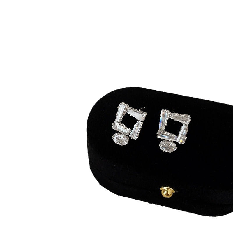 Women's Square Hollow Zircon For Entry Lux Elegant Earrings