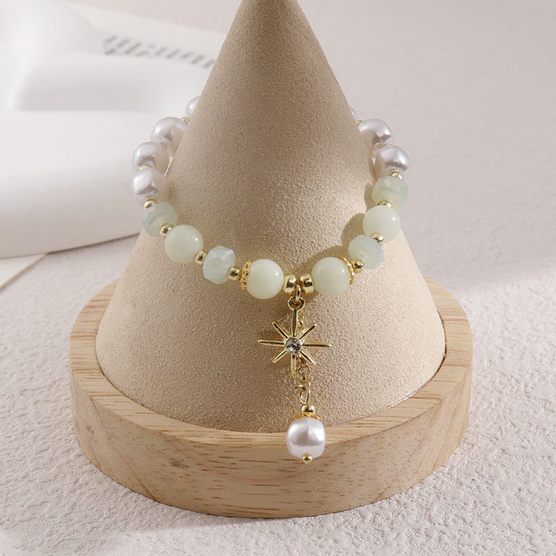 Clothing Glass Floral Beads Fresh Pastoral Tourist Attractions Elastic Bracelets