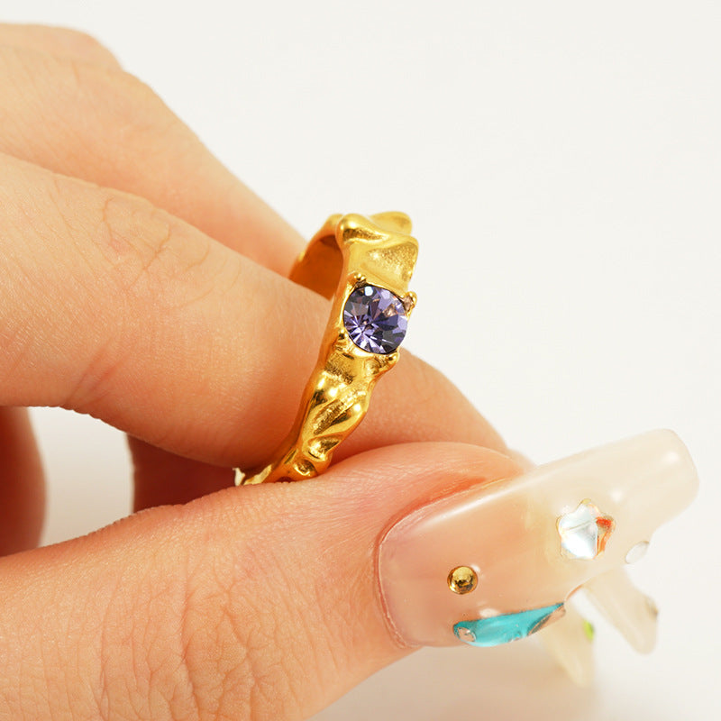 Titanium Steel Luminous Stone Open Female Rings