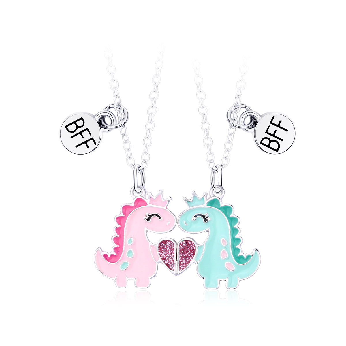 Crown Small Dinosaur Alloy Magnet Love Unisex Necklaces