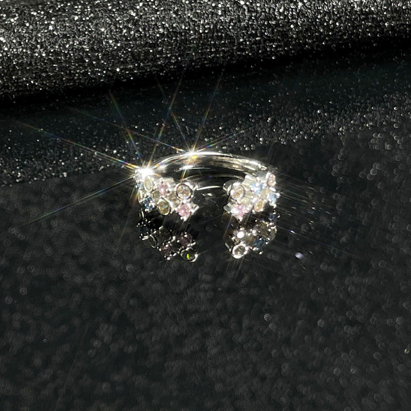 Colorful Crystals Zircon Light Luxury Open Female Design Rings