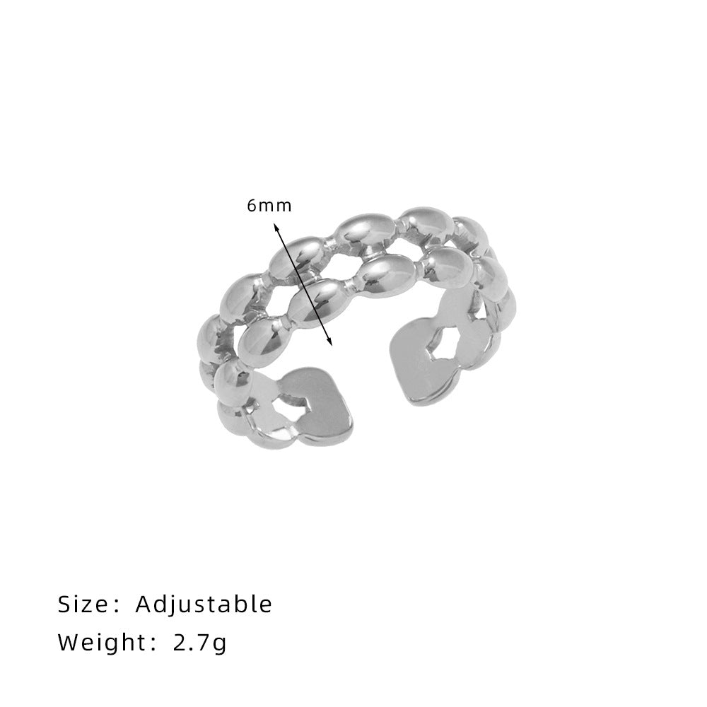 Bead Oval Wide Open Titanium Steel Rings
