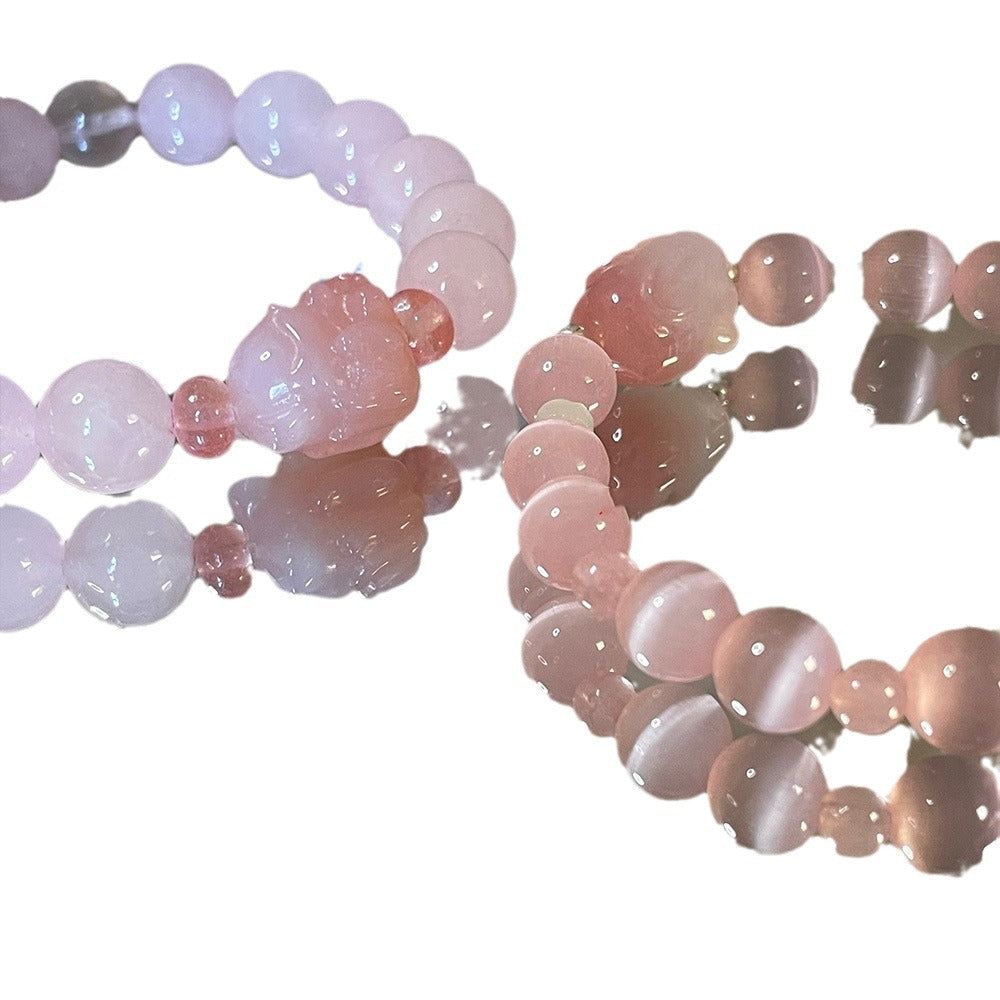 Tears Nine Tail Fox Horse Pink Crystal National Style Bracelets