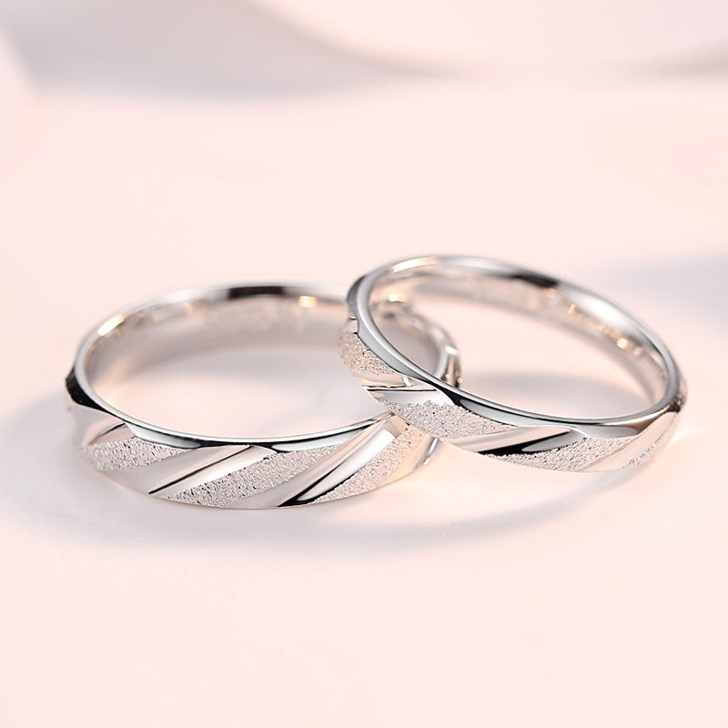 Women's & Men's Couple Fashion Simple Bevel Cut Open Rings