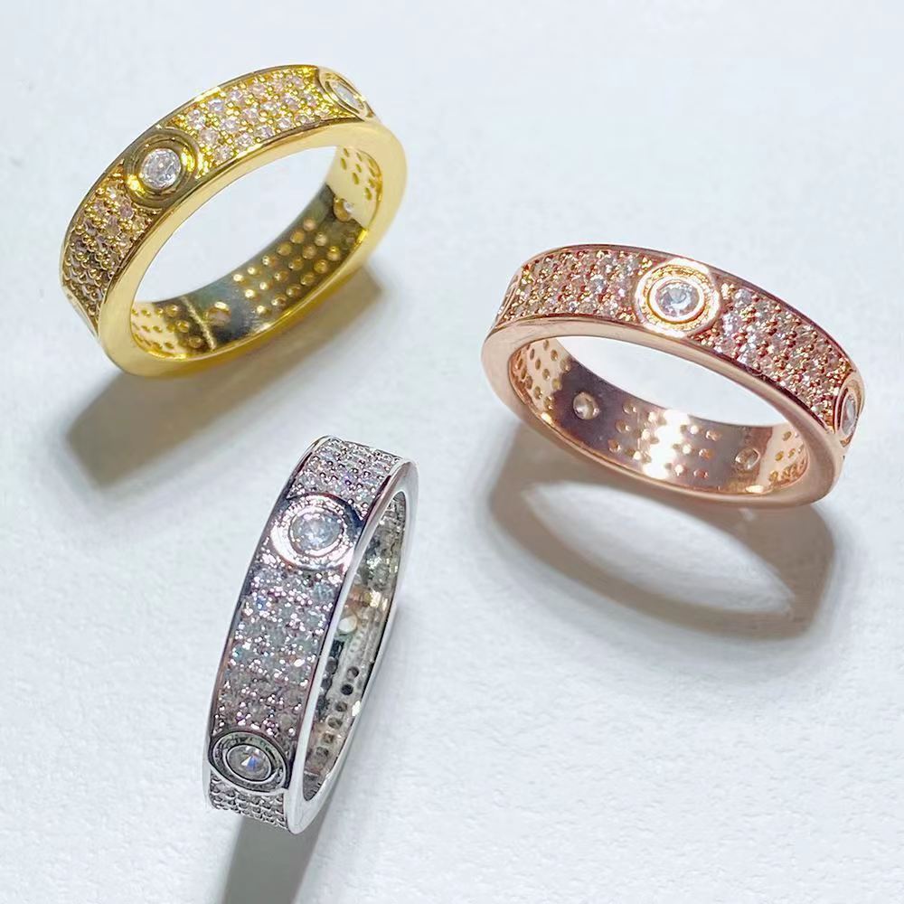 Women's & Men's Starry Three-row Drill Couple Rose Gold Rings