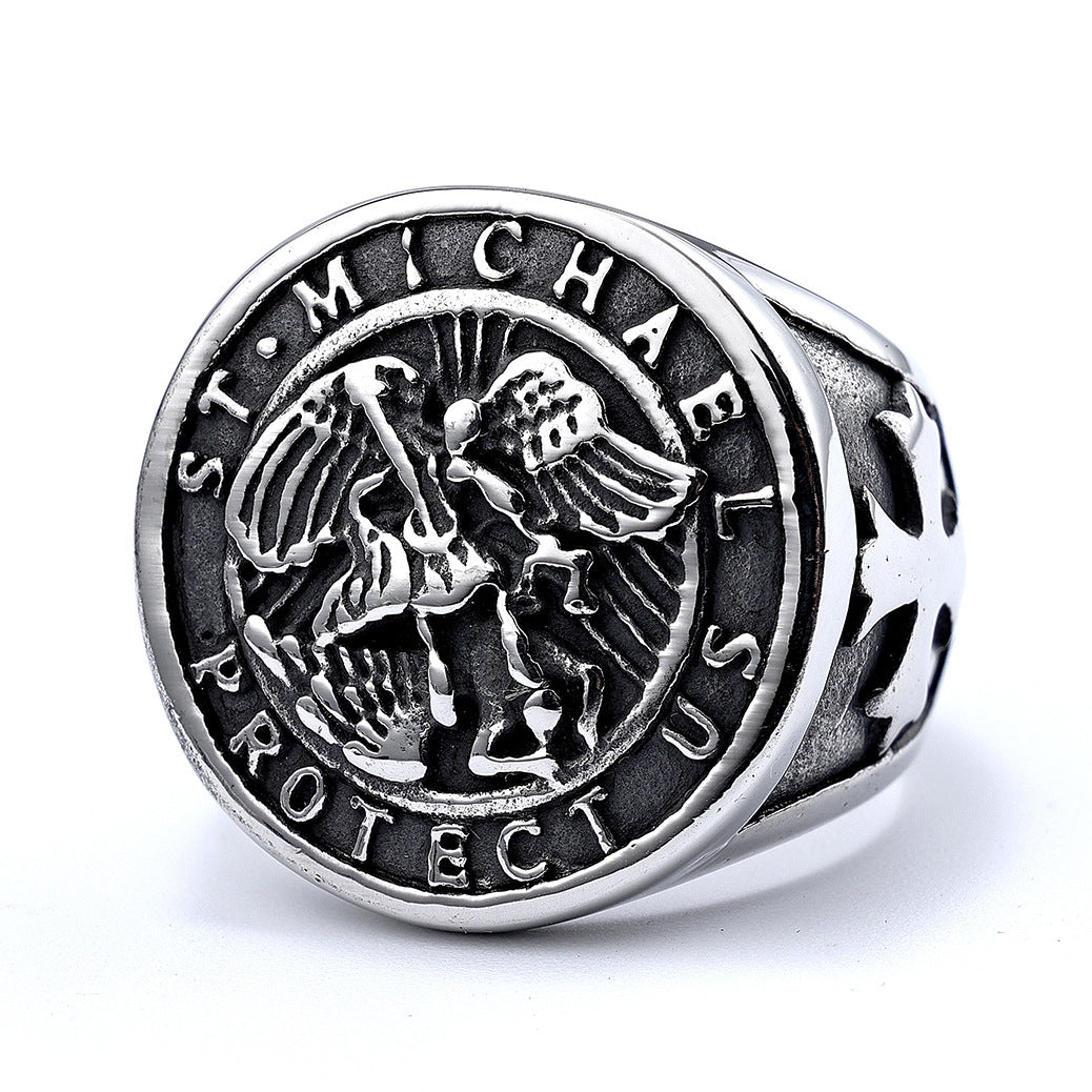 Men's Retro Archangel Titanium Steel Stainless Rings