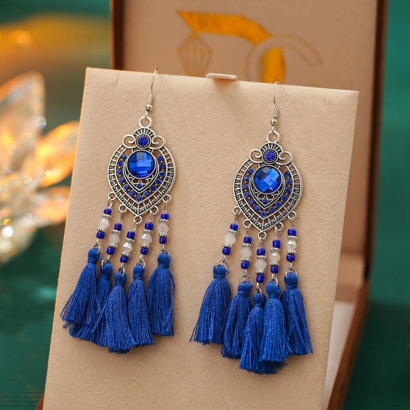 Daisy Vintage Oval Diamond Tassel Leaf-shaped Earrings