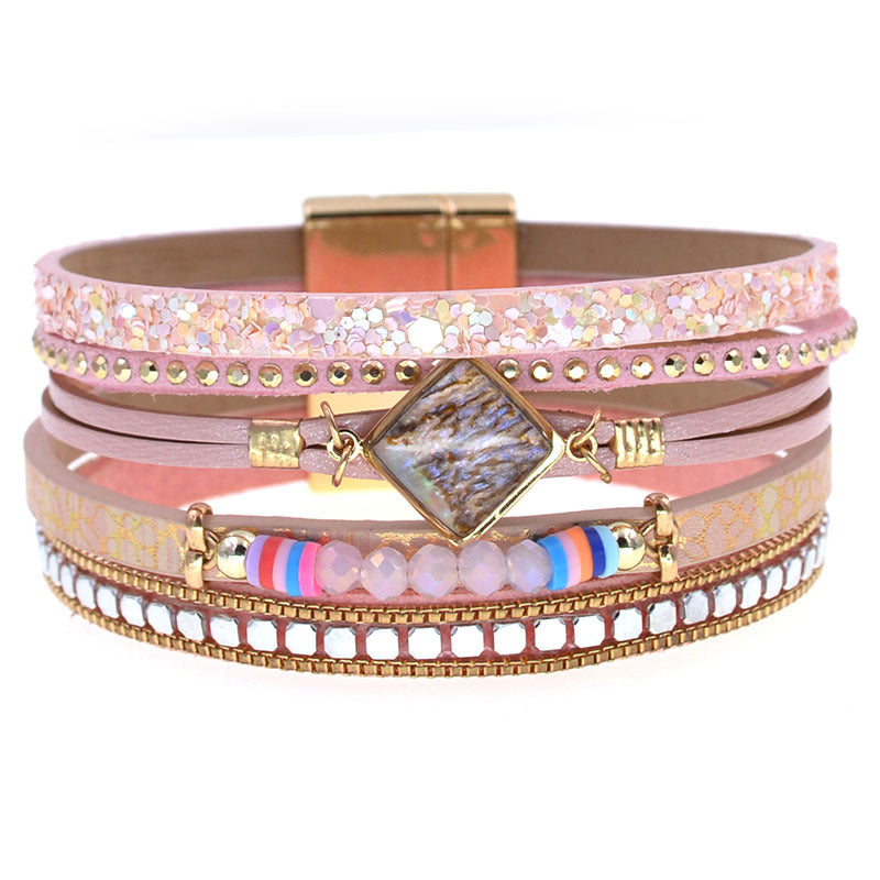 Women's High Quality Leather Fashion Zircon Accessories Bracelets