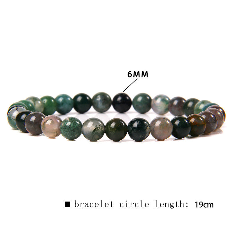 Women's & Men's Single Circle Beaded Natural Agate Stone Bracelets