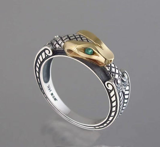 Women's & Men's Punk Sier Two-tone Snake Fashion Ornament Rings