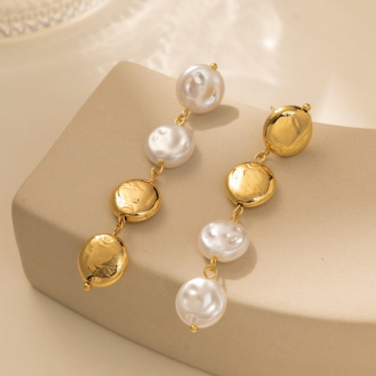 Women's Popular Creative Round Stitching Imitation Pearl Earrings