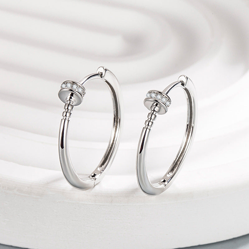 Women's Nail Ear Clip Korean Fashion Geometry Pattern Round Earrings