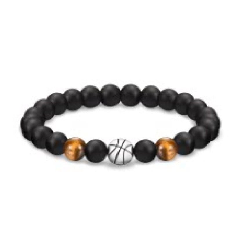 Men's Obsidian Frosted Woven Football Fashion Tigereye Volcanic Bracelets
