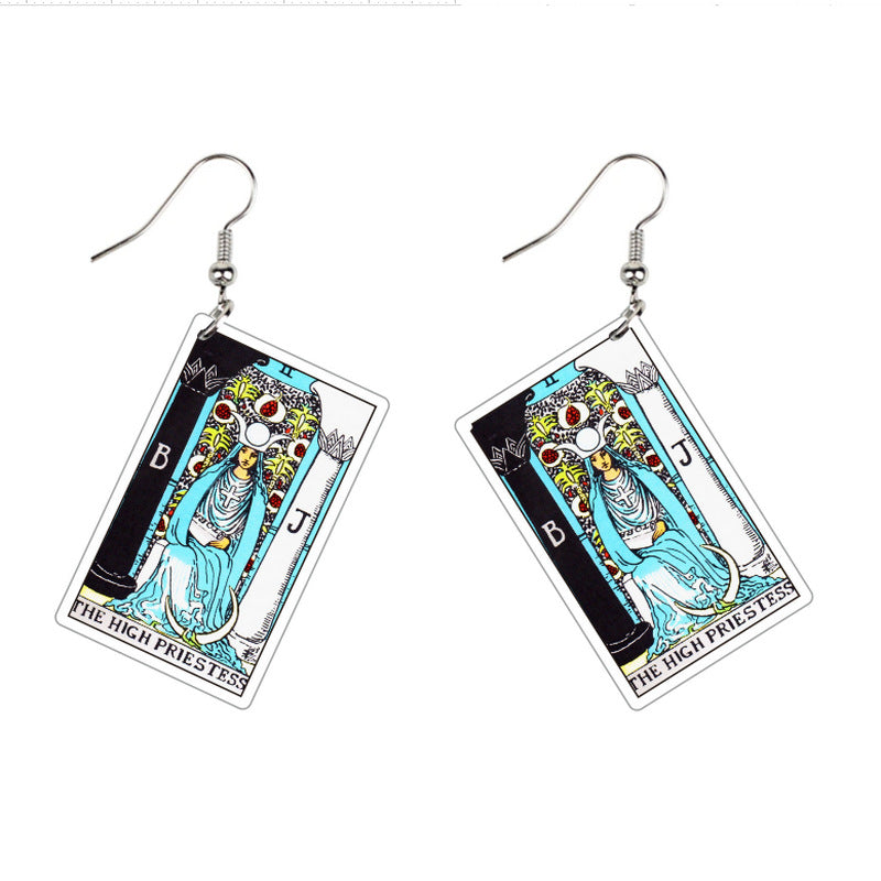 Acrylic Printing Double-sided Vintage Tarot Designer Earrings