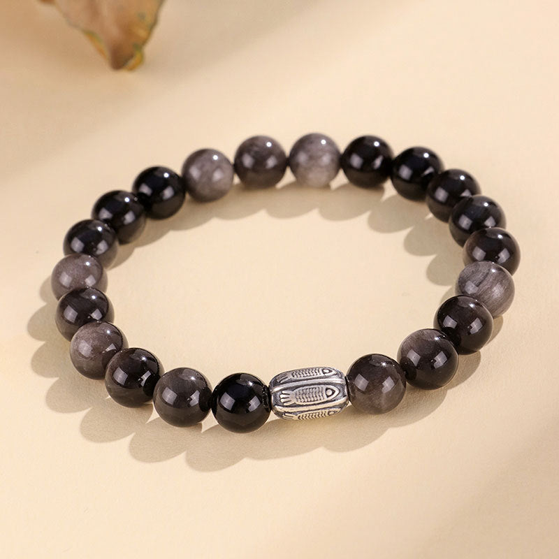 Chinese Block Stone Beaded Couple Female Bracelets