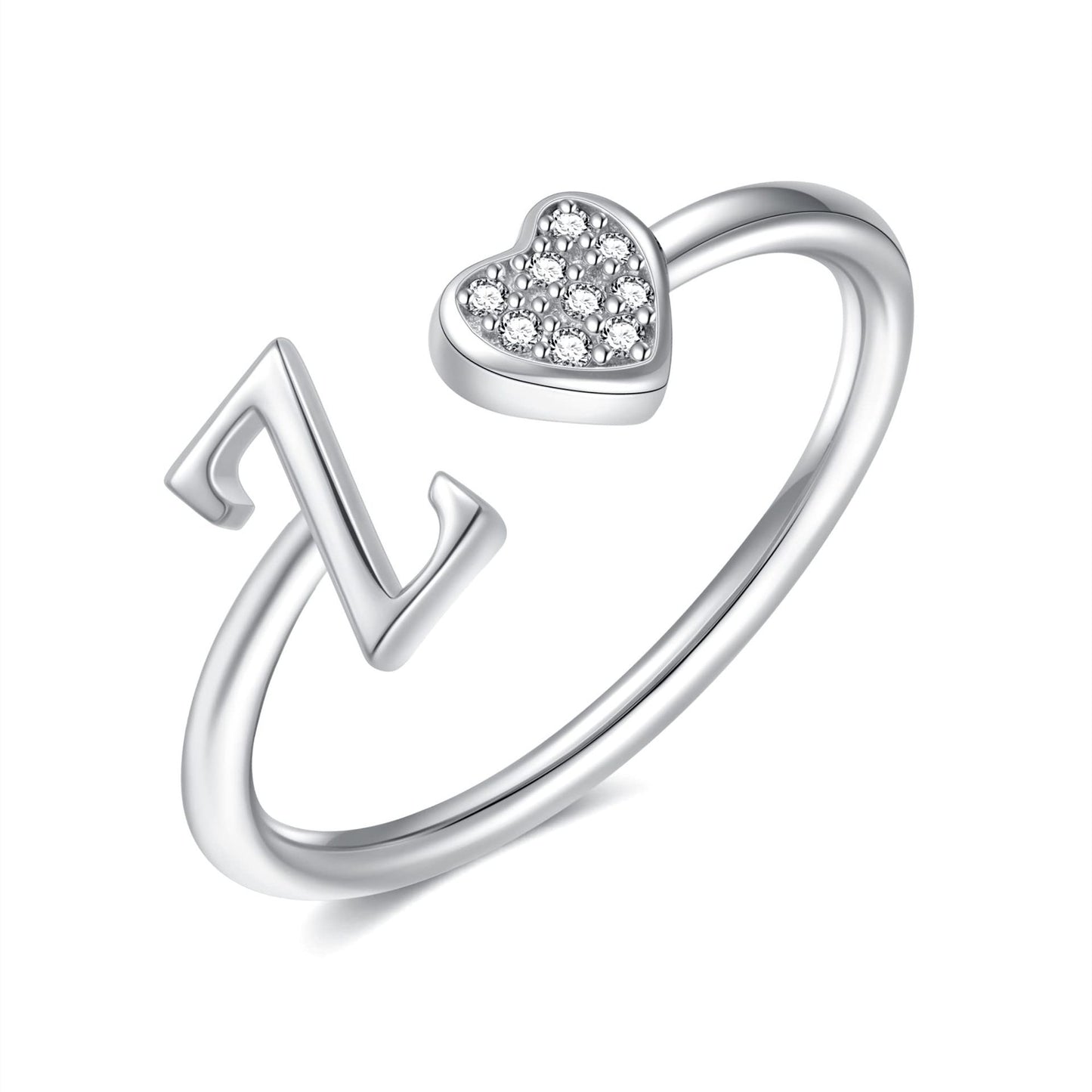 Name First Letters Stackable Zircon Adjustable Rings